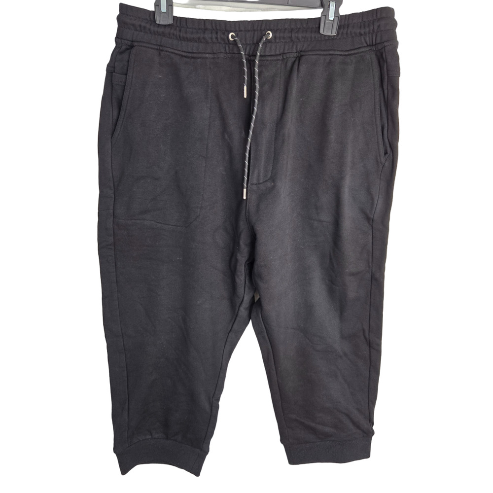 Tackma Black Elastic Waist Drawstring Men's Grazer Cropped Jogger Pants XL NWT
